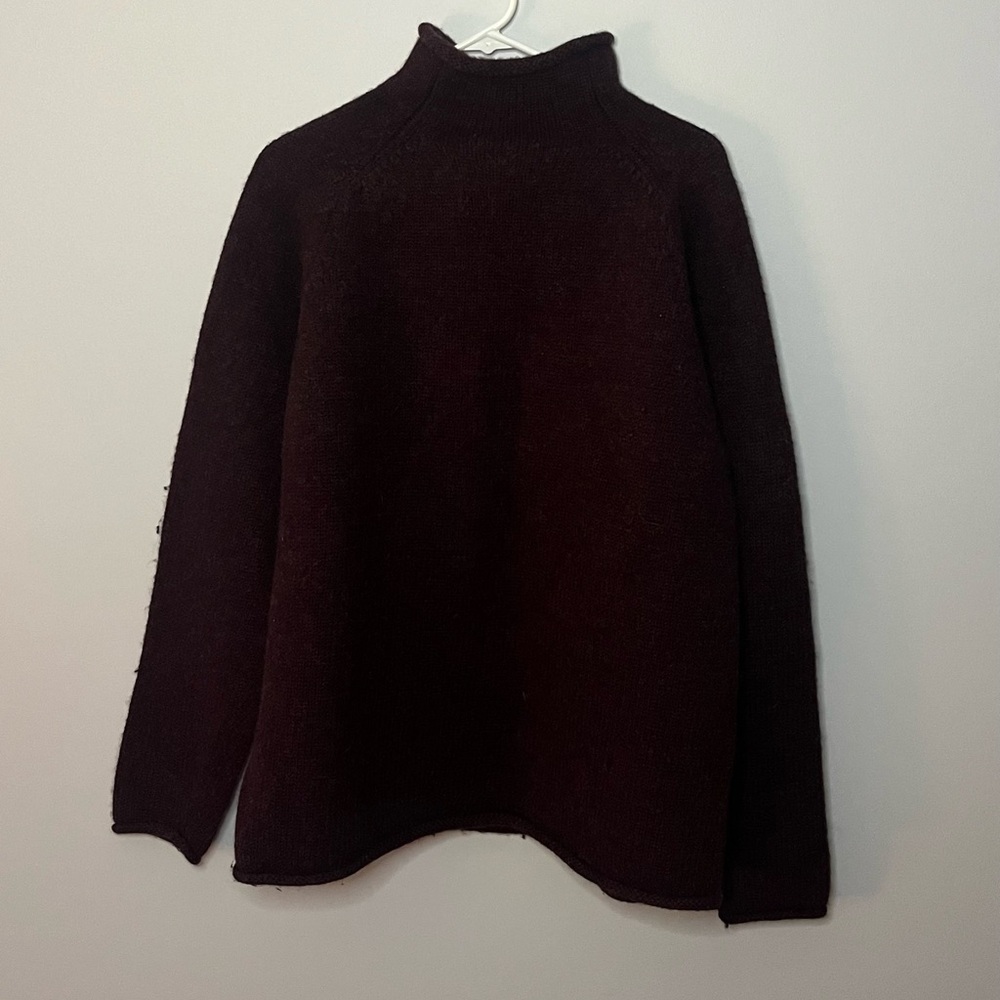 J. Crew vintage burgundy rolled neck 100% wool sweater